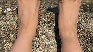 Asian Beauty Shows Off Curvy Feet and Soles on Beach