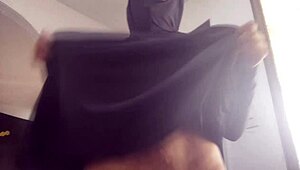 arab milf in niqab hijab masturbates chubby pussy to squirting rough orgasm on cam