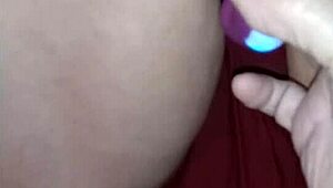 Damn, 59yo slutwife bent over sawhorse taking dildo deep in closeup pussy!
