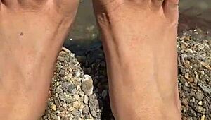 Asian Beauty Shows Off Curvy Feet and Soles on Beach