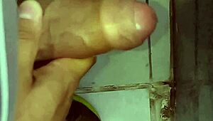 Ever seen a cuckold hubby jerk off so desperately in the bathroom?