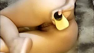 Young beauty masturbates alone in bath revealing her perfect round ass and curves