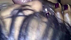 Cheating ebony wife slurps monster black cock in hood 🍆💦😍