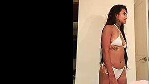 Skinny Colombian teen slut's first anal tryout in casting interview