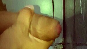 Ever seen a cuckold hubby jerk off so desperately in the bathroom?