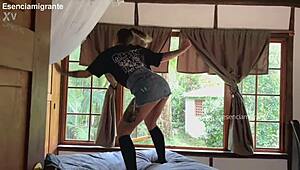 Daddy's Blonde Babysitter Plugs Juicy Ass with Buttplug Toys Fingering Shaved Pussy Lingerie Roleplay