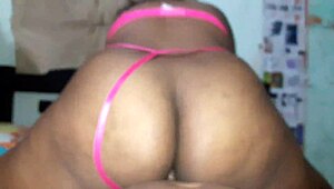 My wife bounces wildly on cock wearing pink intimate bra and thong.