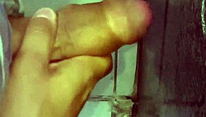 Ever seen a cuckold hubby jerk off so desperately in the bathroom?