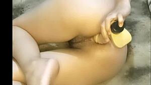 Young beauty masturbates alone in bath revealing her perfect round ass and curves