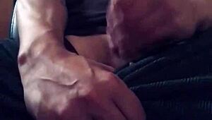 Homemade handjob unloads big white cock cum