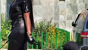 Domina Havi publicly humiliates slave outdoors in BDSM