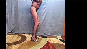 Busy-Bottom Rocks New Fishnet Body Stocking and Heels!
