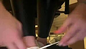 good morning, don't you adore leather pants with nylon socks and barefoot toes?