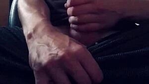 Homemade handjob unloads big white cock cum