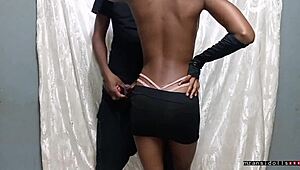 the 18 year old ebony teen in miniskirt gets taken hard by older guy in part one