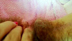 Admire my hairy pussy's big dripping clit closeup