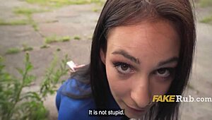 Jogging Girl Takes Pervert's Cash for Public Blowjob Fuck