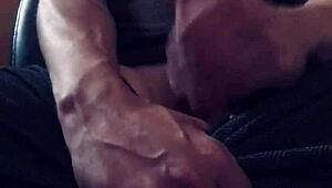 Homemade handjob unloads big white cock cum