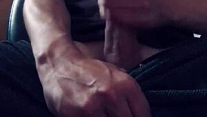 Homemade handjob unloads big white cock cum