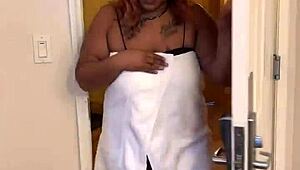He Sneaks In While I Squirt Masturbating My Ebony Pussy