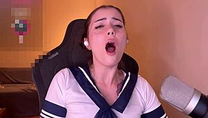 Neighbors peek at cute brunette's puffy pussy toy orgasm compilation