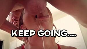 Sissy trains to swallow old man's hot jizz cumshot cuckold blowjob