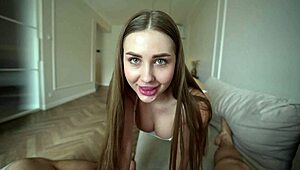 whoa hot kira goes wild fucking hard and takes massive facial cumshot!