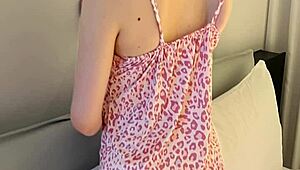 Skinny Japanese College Girl Poses in Flower Camisole