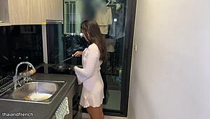 tiny asian teen's tight pussy stretched by huge white cock