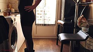 early morning cafe i whip out big cock behind chubby stepmom in law for doggy creampie