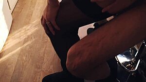 early morning cafe i whip out big cock behind chubby stepmom in law for doggy creampie