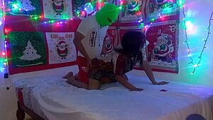 stepmom's sexy christmas outfit leads to wild fuck