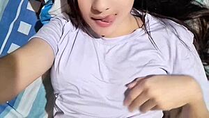 Sexy Colombian Girl's Wild Homemade Masturbation with Huge Dildo!