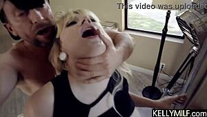 busty blonde hadley haze gags on cock before rough pussy slam!