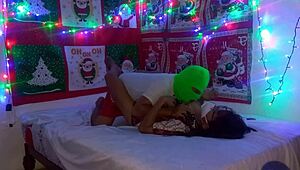 stepmom's sexy christmas outfit leads to wild fuck