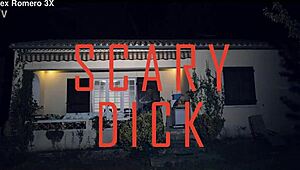 french brunette in halloween costume rides scary monster cock deep