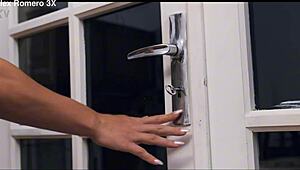 french brunette in halloween costume rides scary monster cock deep