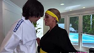 how does pristine edge handle monster dragon cock slamming her tight ass deep?