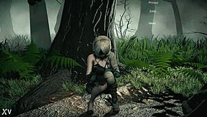 damn nier automata 2b model strips sexy then gets clothes ripped for hardcore anal fuck