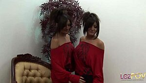 These giant tit milfs fingering each other at modeling gig?