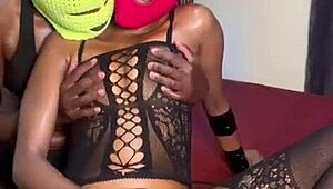 😍 bonded ebony lovers share oiled strap-on fingering pussy licking petite tits muff diving 👯‍♀️