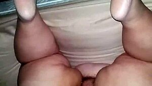 Stepdaddy bends over long-haired cutie for quick doggystyle pussy pounding and tit suck