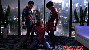 you know that spider girl lula from sexmex? superheroes bang her hard in a wild group scene. 