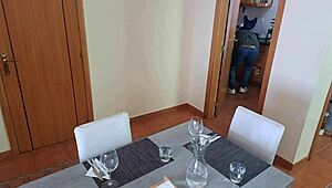 Chubby dude chats up latina mom then bends her over desk for raw fuck