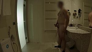 hotel maid catches my dick flash, sucks me off in bathroom bliss