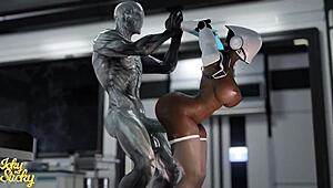 huge ass female robot bounces on hung alien cock part 3