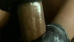 Amateur Babe's Handjob Covers Huge Black Cock in Thick Cum!
