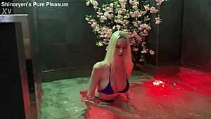 she spots a stranger at the public pool and they fuck bent over by the water quick and rough