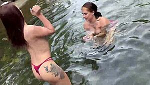 whoa we're gettin wild at the waterfall with my hot latina friend!