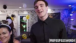 Beautiful Vanessa Rims Monster Cock at Year-End House Party with Cowgirl Riding